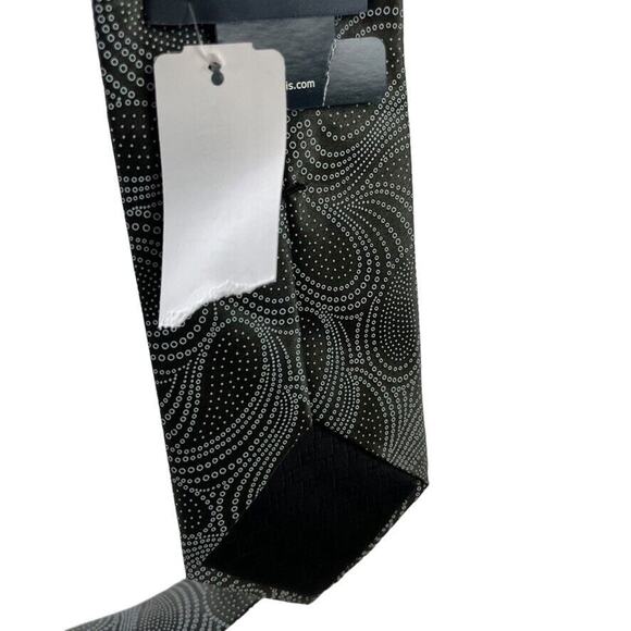 Perry Ellis Portfolio Mens Gray Olive Paisley 100% Silk Hand Made Necktie Tie - Picture 6 of 16